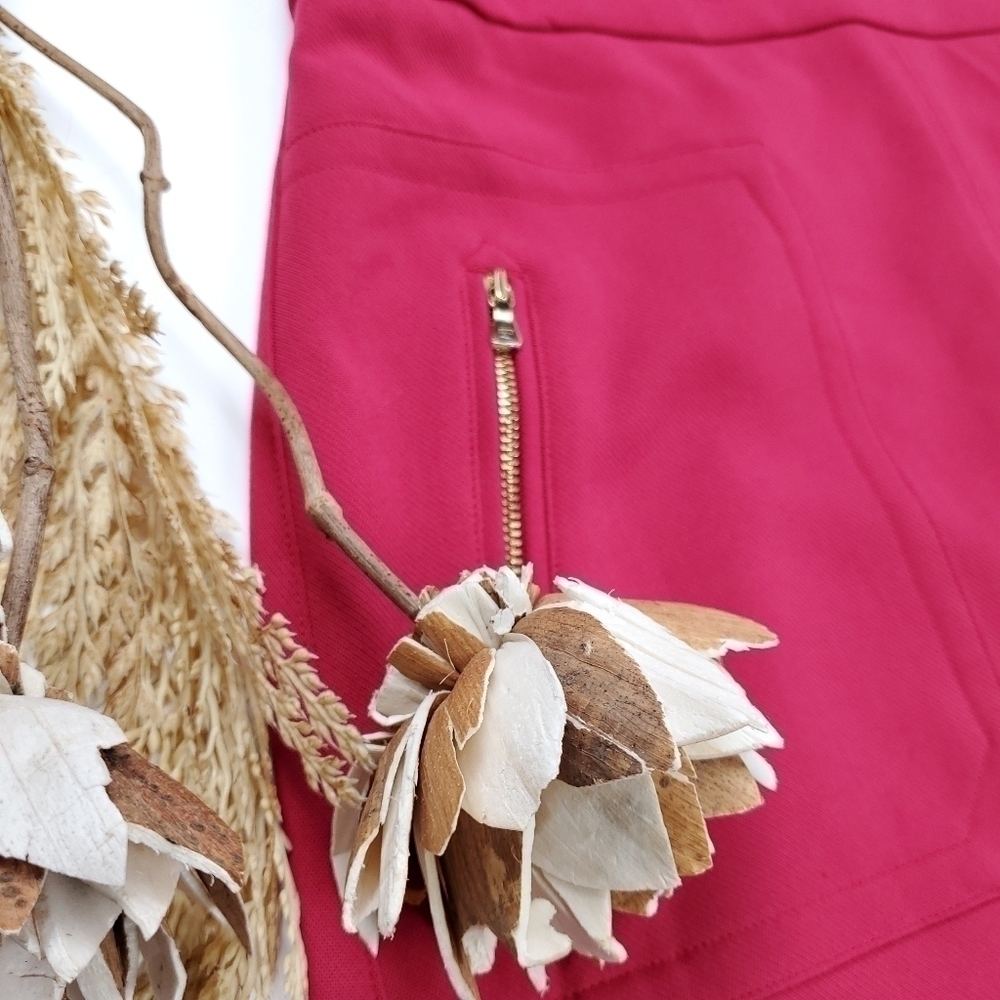 New Loft Pink Gold Zippered Pockets Skirts Sz  8 - Picture 5 of 12